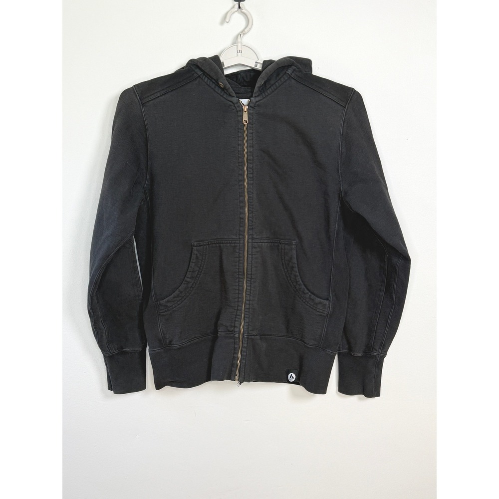 American Giant Full Zip Hoodie Mens M Black Classic Heavyweight Reinforced Elbow